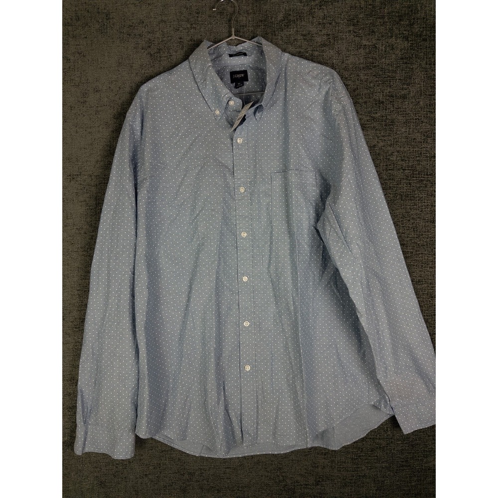 NWT J. Crew Button Down Shirt Mens XL Blue Dot Print Casual Classic